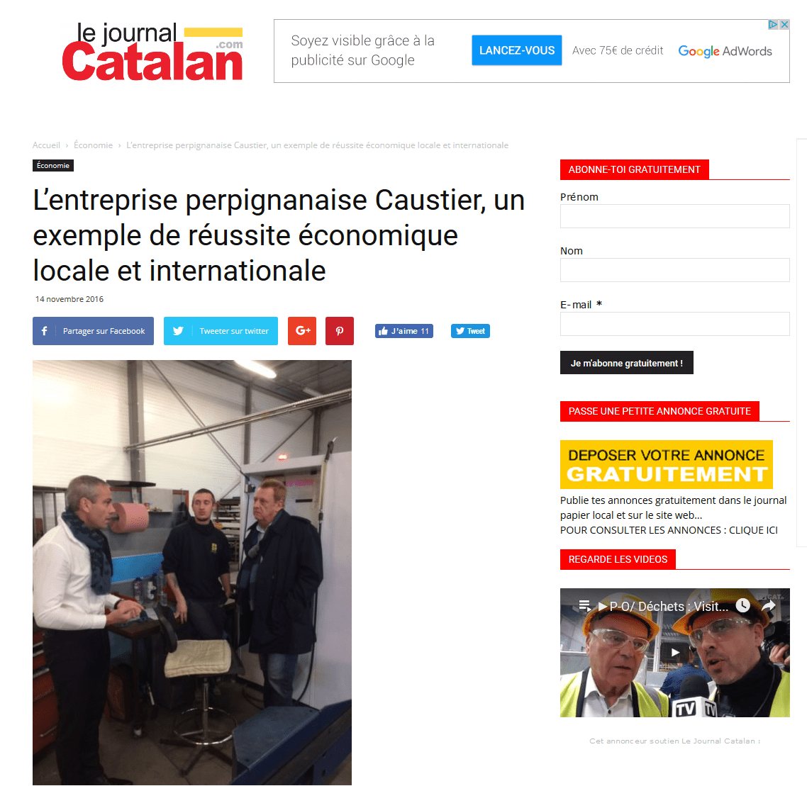 Un article qui met en avant la réussite économique de STC Caustier à échelle locale et internationale